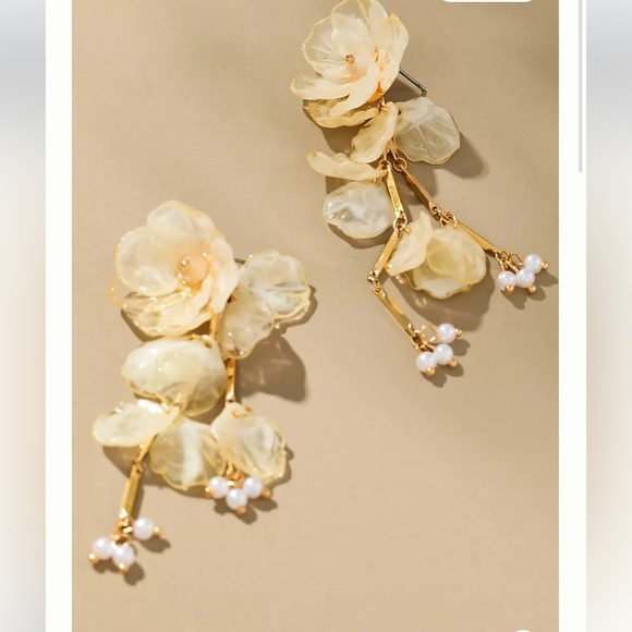 Anthropologie Jewelry - Anthropologie Floral Drop Earrings white/cream 
New unworn